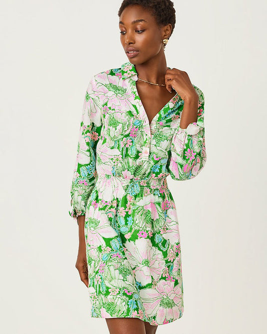 Lilly Pulitzer - Abralynn Linen Shirtdress - Putting Green Poppyland