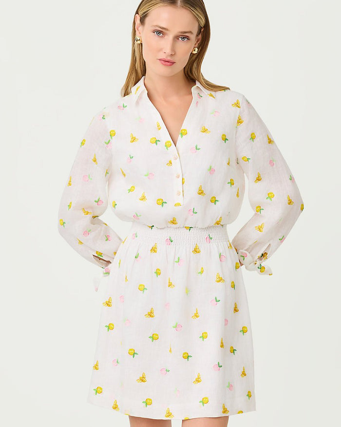 Lilly Pulitzer - Abralynn Linen Shirtdress - Pink Muse Lemon Bee Half Drop