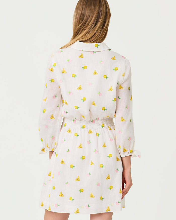 Lilly Pulitzer - Abralynn Linen Shirtdress - Pink Muse Lemon Bee Half Drop