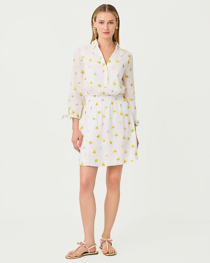 Lilly Pulitzer - Abralynn Linen Shirtdress - Pink Muse Lemon Bee Half Drop