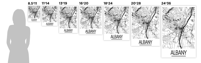 Albany Map Poster - usa Map Print - Art Deco Series