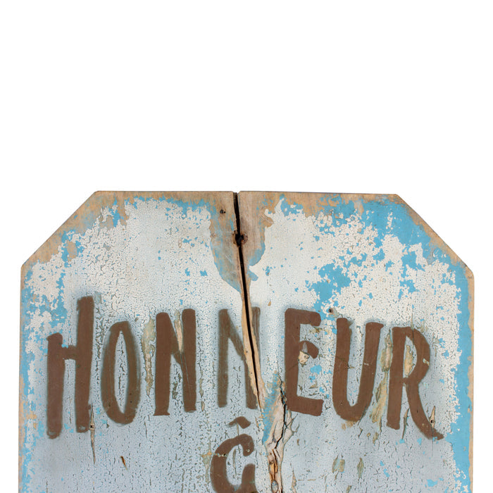 Antique French Painted Wood Sign