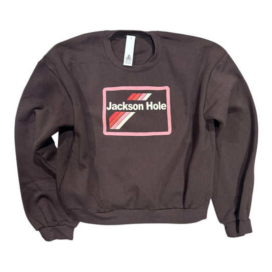 Brown sweatshirt with 'Jackson Hole' logo on a white background