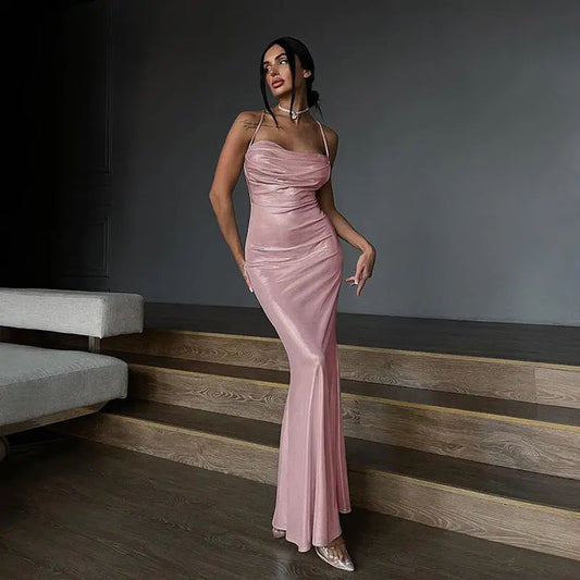 Barbie Backless Long Slim Fit Dress fashionnsio