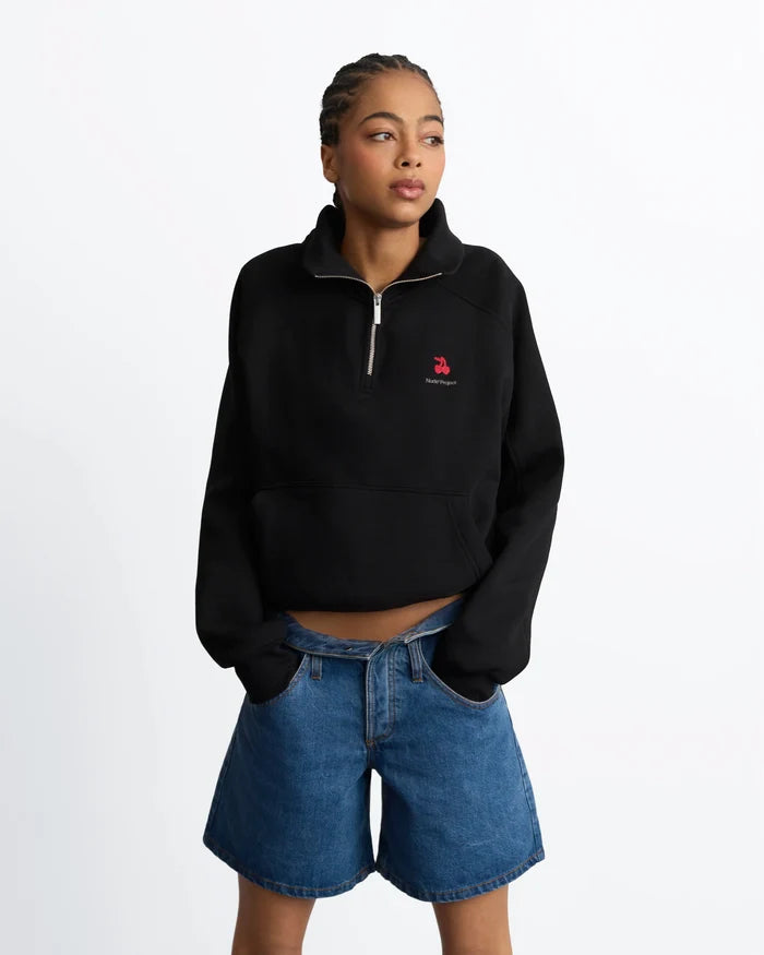 Basic Cherry Quarter-Zip Black