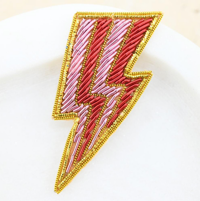 Beaded Lightning Bolt Brooch