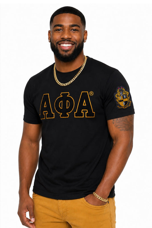Black APA Chenille Shield Sleeve Tee