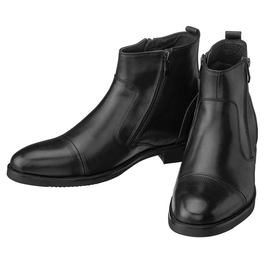 Black CALTO Zipper Boots- 3.2 Inches Taller - SARTORO