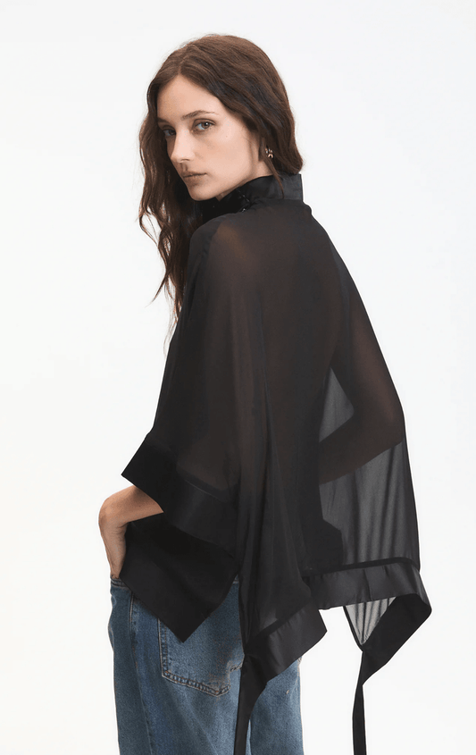 Black Carter Sheer Blouse - Amor Lafayette