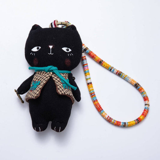Black Cat Kitten Pet Plush Bag Charm Keychain