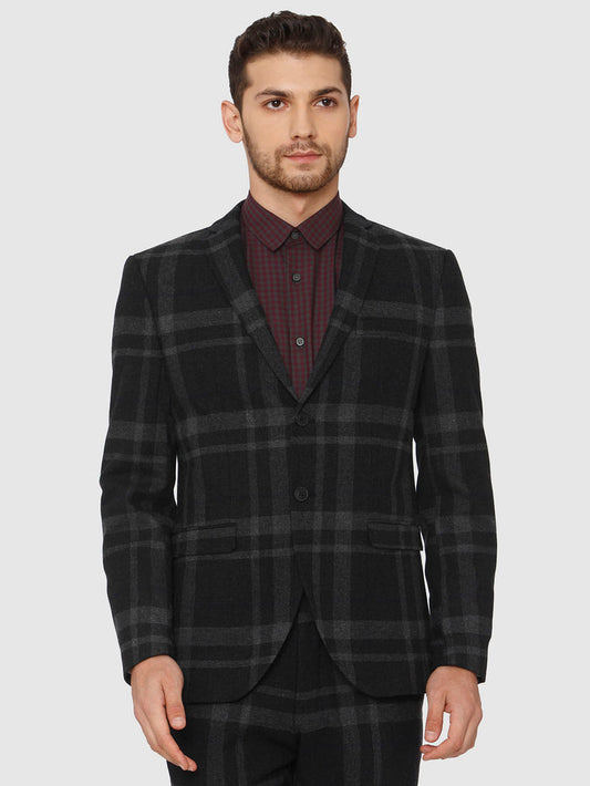 Black Check Print Blazer