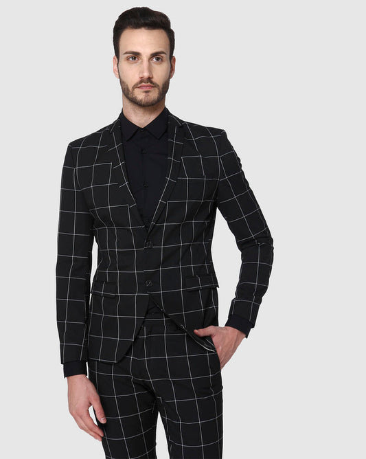 Black Check Slim Fit Formal Blazer