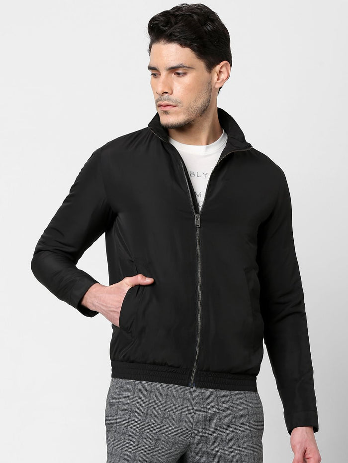 Black High Neck Casual Jacket