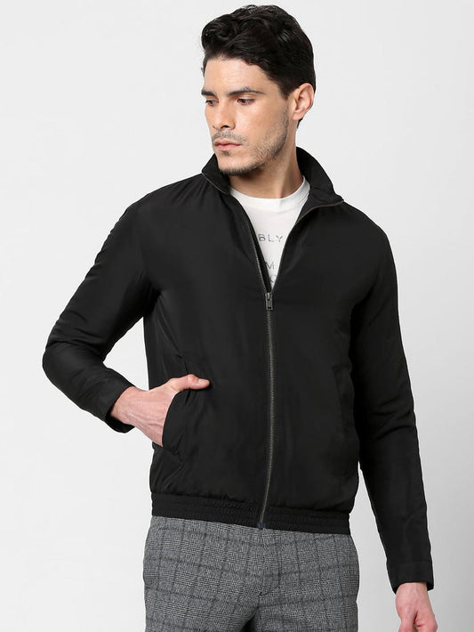 Black High Neck Casual Jacket
