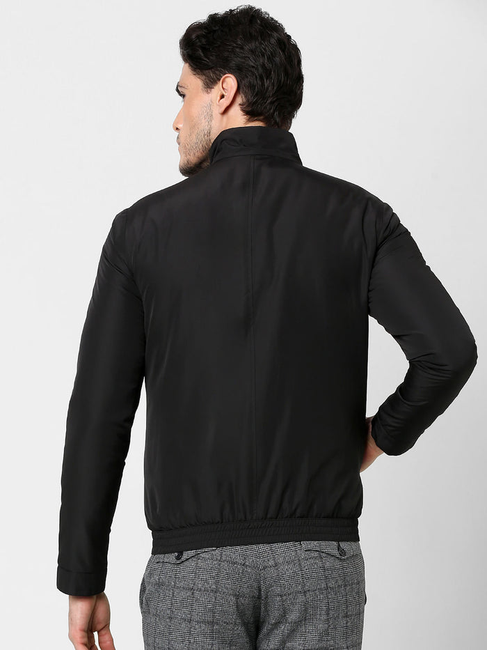 Black High Neck Casual Jacket