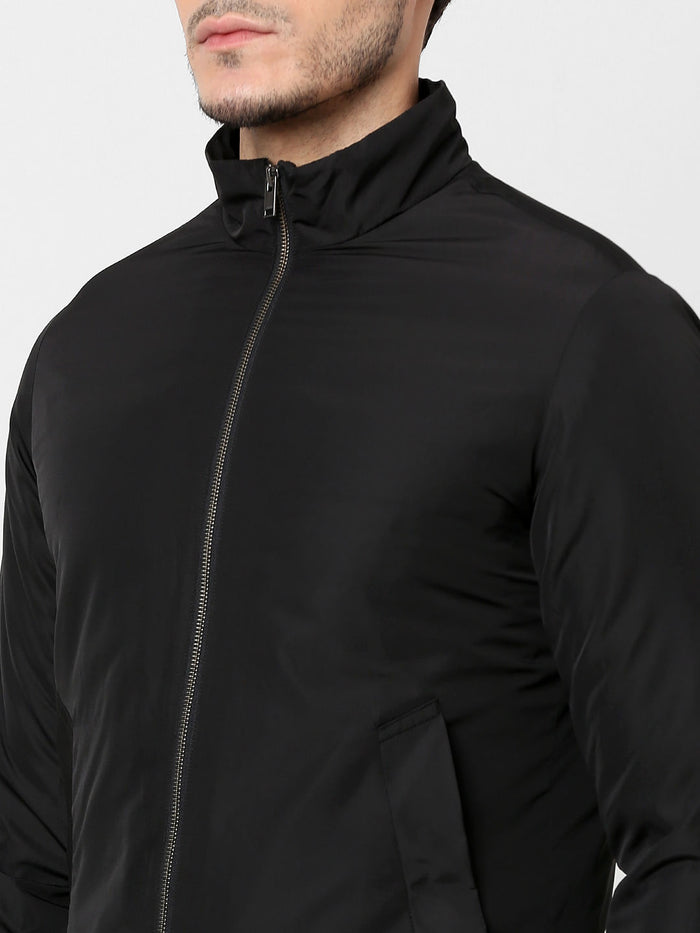 Black High Neck Casual Jacket