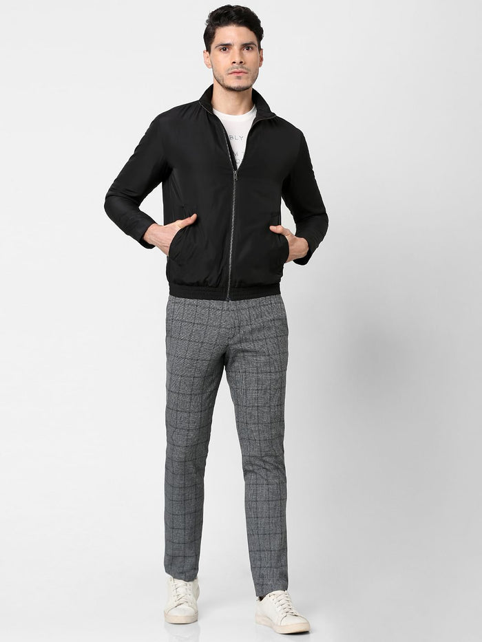 Black High Neck Casual Jacket