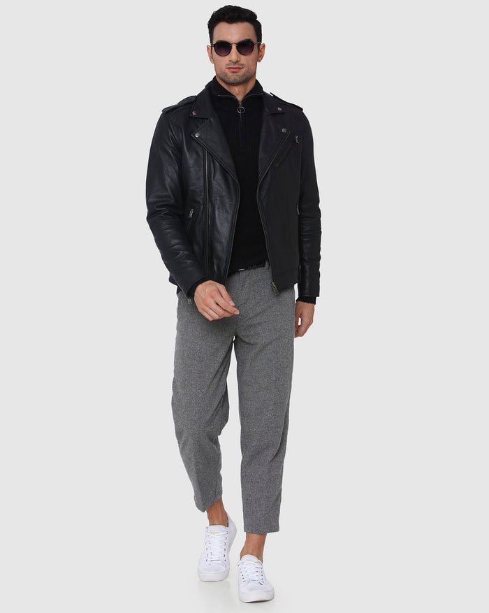 Black High Neck Ribbed Pullover