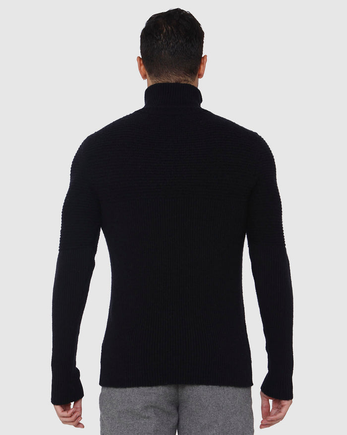 Black High Neck Ribbed Pullover