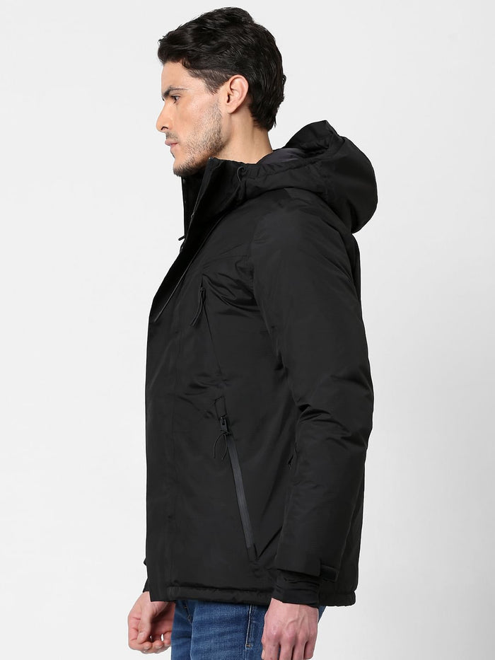 Black Hooded Parka Jacket