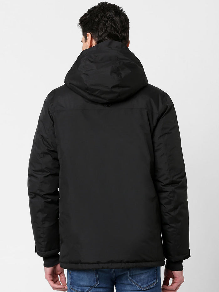 Black Hooded Parka Jacket