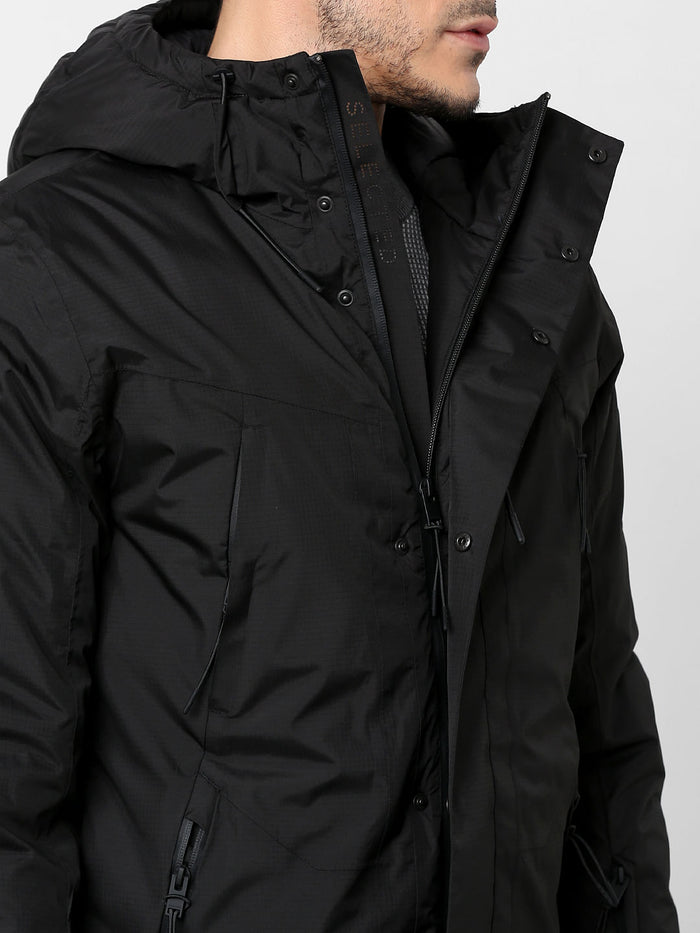 Black Hooded Parka Jacket