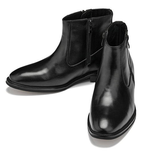 Black Lightweight Zipper Boots - 2.8 Inches Taller - SARTORO