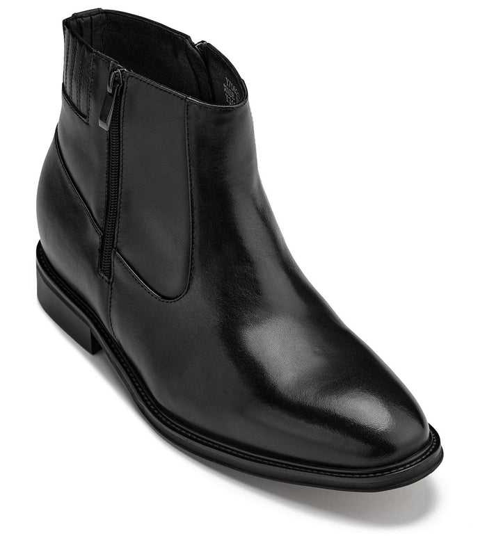 Black Lightweight Zipper Boots - 2.8 Inches Taller - SARTORO