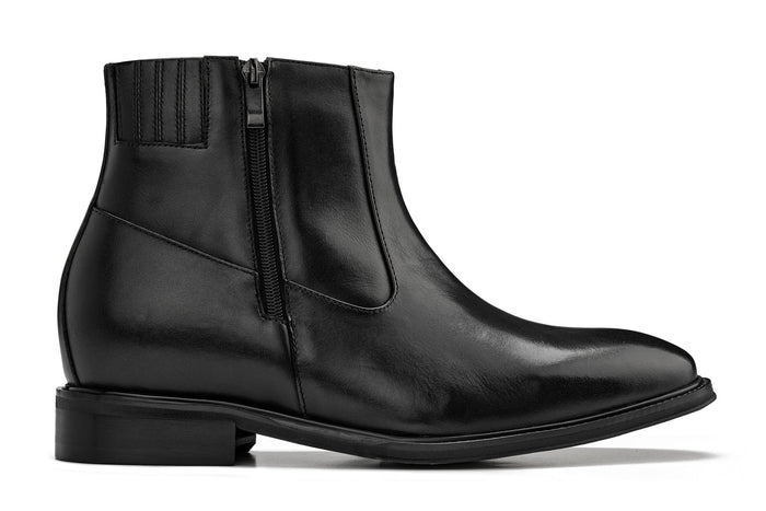 Black Lightweight Zipper Boots - 2.8 Inches Taller - SARTORO