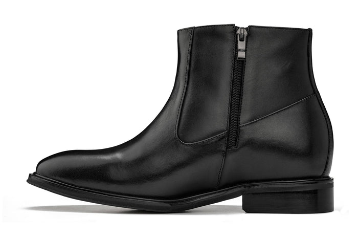 Black Lightweight Zipper Boots - 2.8 Inches Taller - SARTORO