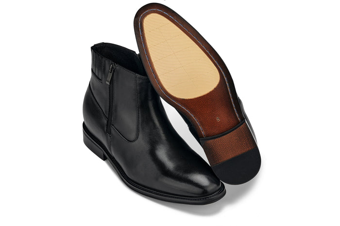 Black Lightweight Zipper Boots - 2.8 Inches Taller - SARTORO