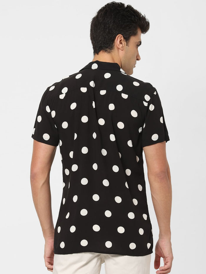 Black Polka Dot Short Sleeves Shirt