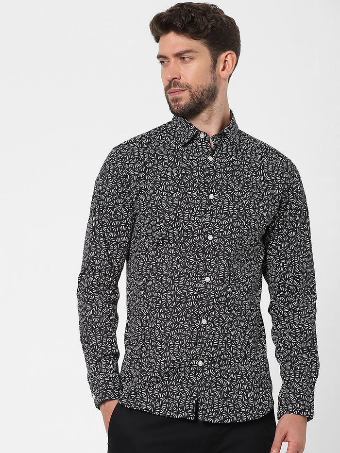 Black Printed Full Sleeves Shirt