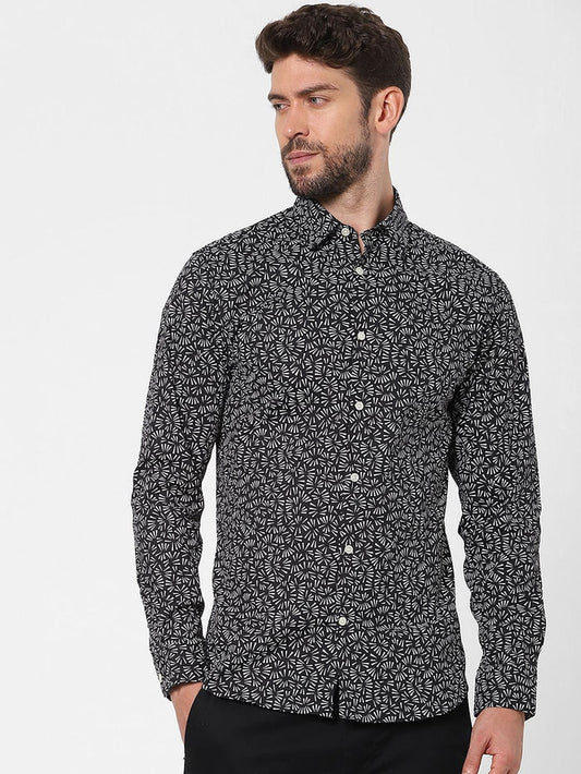 Black Printed Full Sleeves Shirt