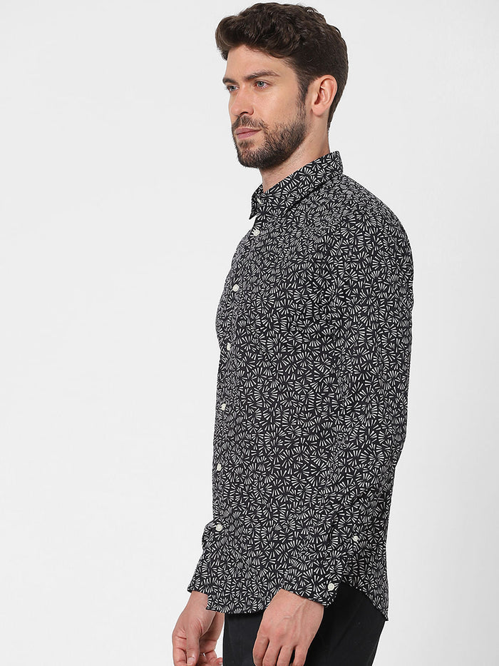 Black Printed Full Sleeves Shirt