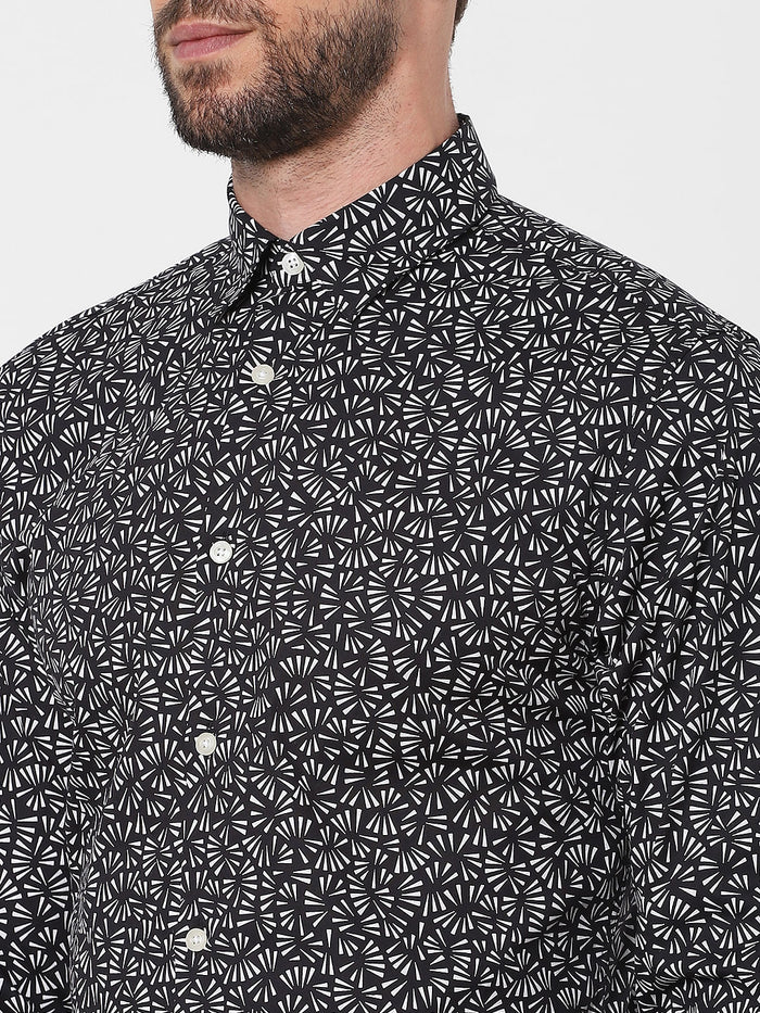 Black Printed Full Sleeves Shirt