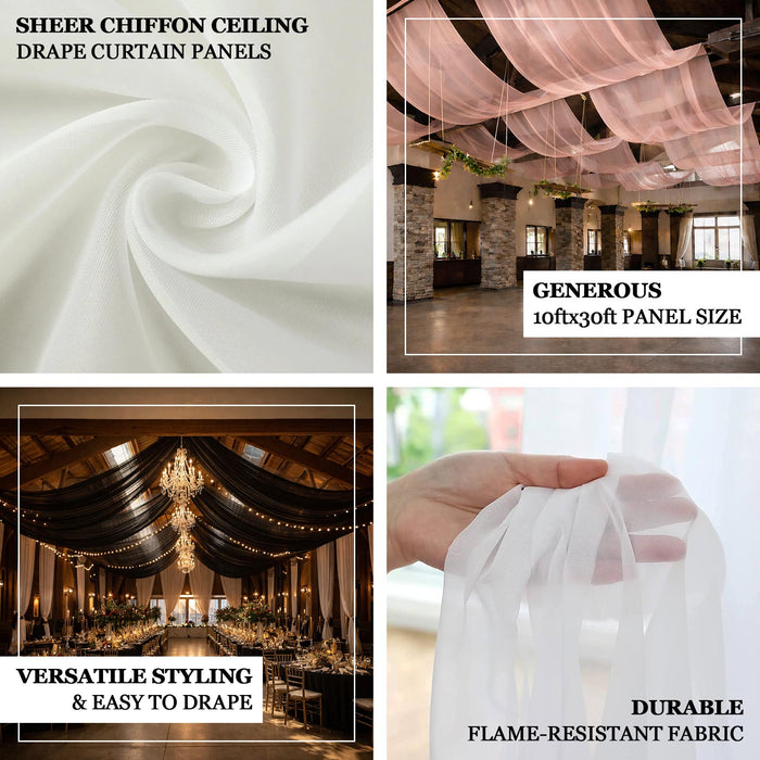 Sheer chiffon curtain panels for elegant draping and decor in versatile settings.