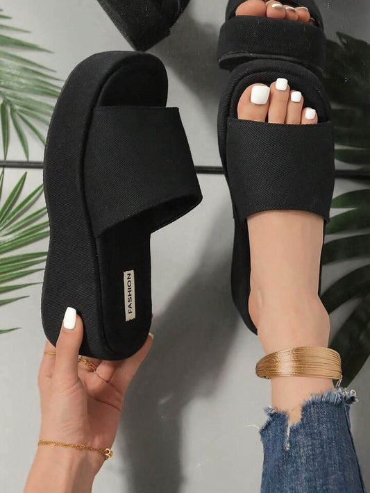 Comfortable black wedge heels for women Dubai