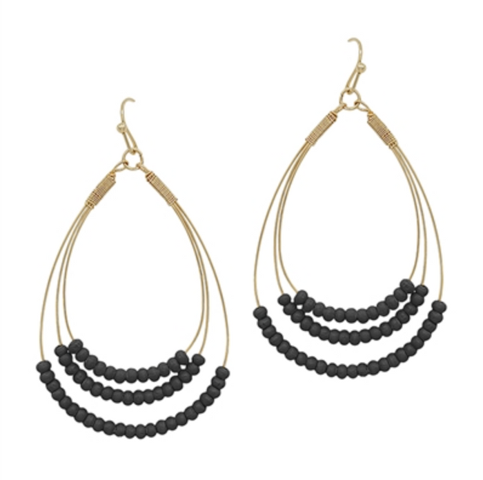 Black Wood Layered Earring