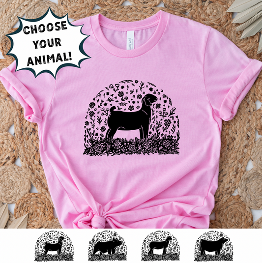 Bloom Animal- CHOOSE YOUR ANIMAL– Bella Canvas T-Shirt
