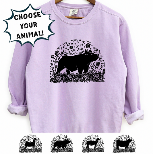 Bloom Animal- CHOOSE YOUR ANIMAL– Crewneck
