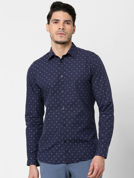 Blue All Over Print Full Sleeves Shirt