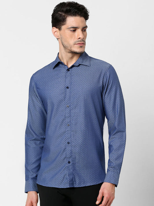 Blue All Over Print Full Sleeves Shirt