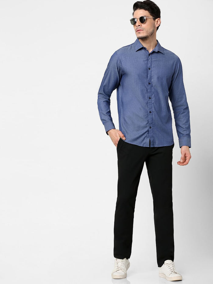 Blue All Over Print Full Sleeves Shirt