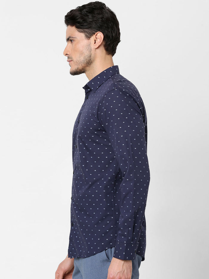 Blue All Over Print Full Sleeves Shirt