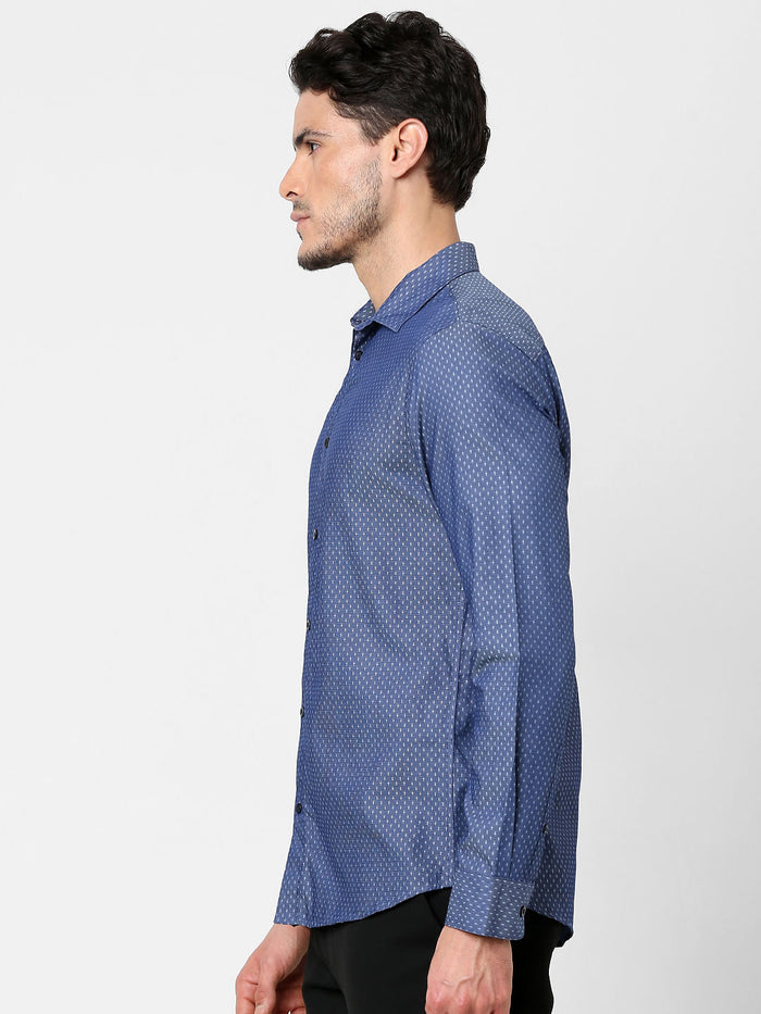 Blue All Over Print Full Sleeves Shirt