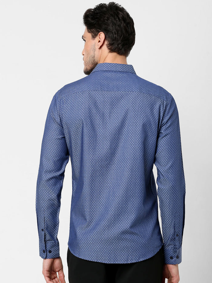 Blue All Over Print Full Sleeves Shirt