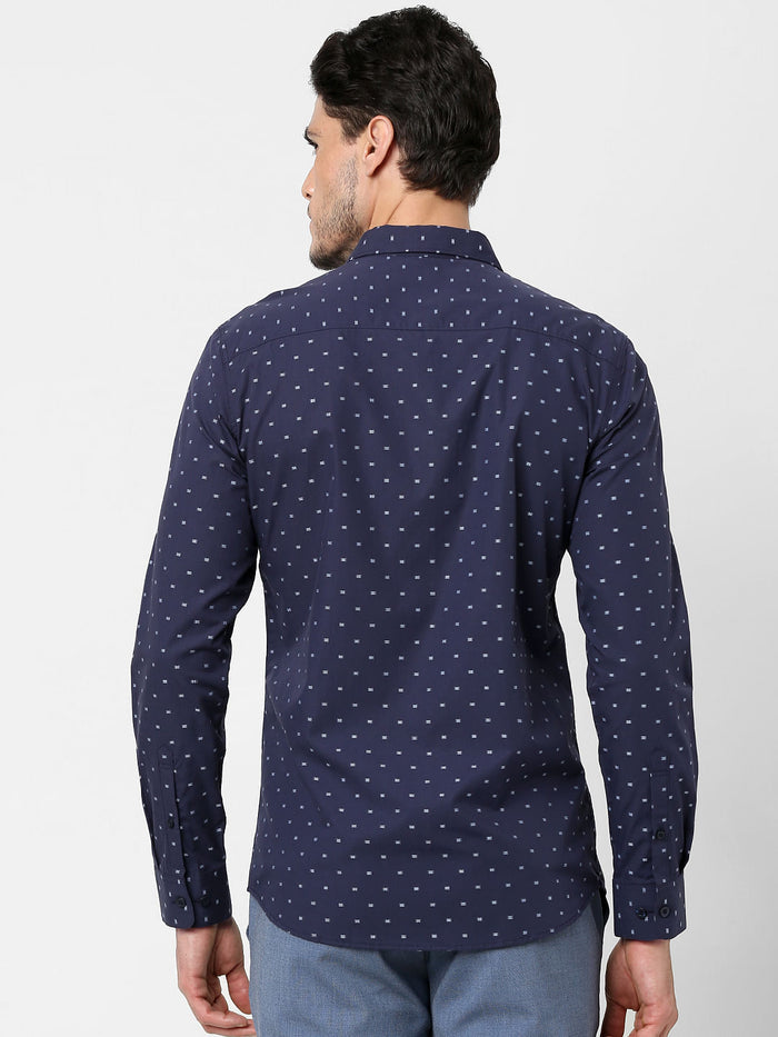Blue All Over Print Full Sleeves Shirt