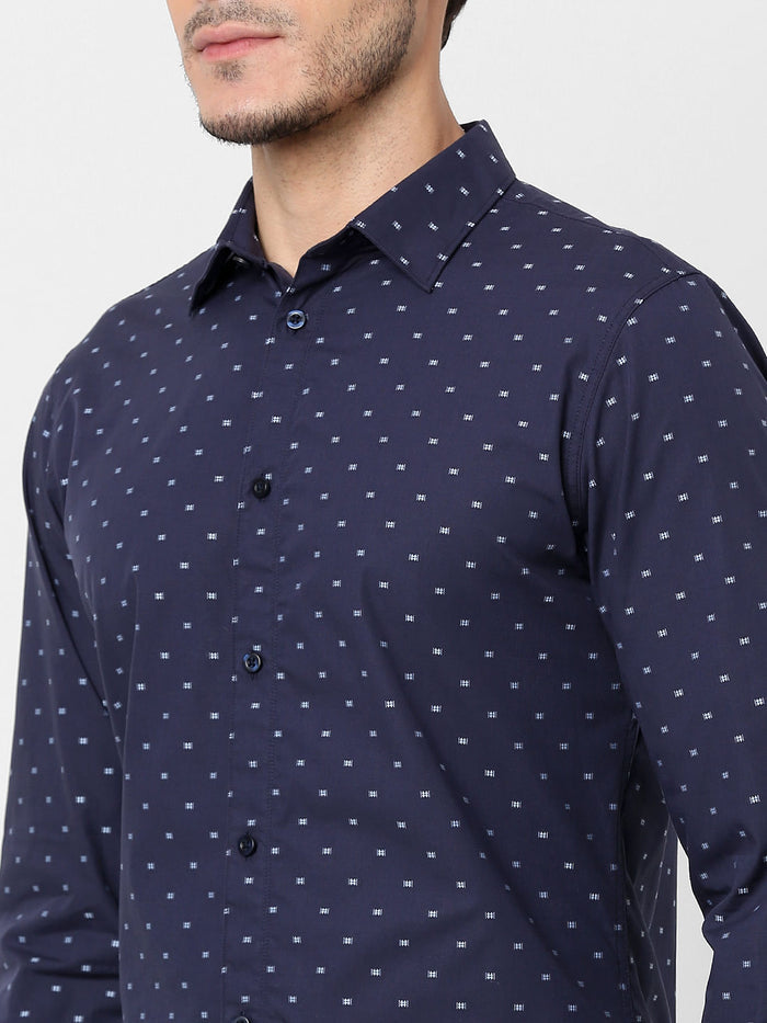Blue All Over Print Full Sleeves Shirt
