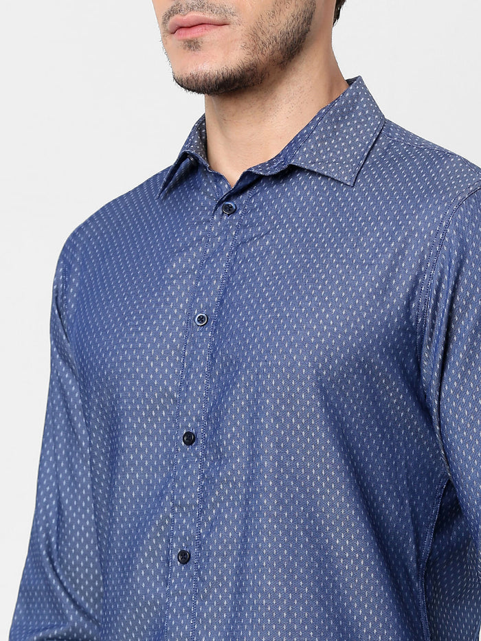 Blue All Over Print Full Sleeves Shirt